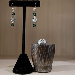 A Celtic Combo: Sterling Silver Celtic Earrings & Vintage SS Clover Ring